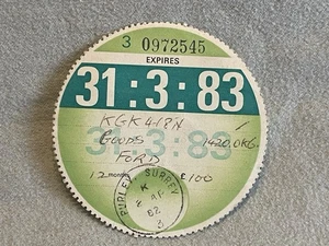 Rare Tax Disc Genuine 12 months 1983 Goods Ford - Foto 1 di 3
