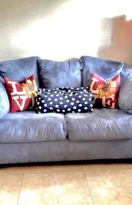 MATTE GREY PILLOW-IMBEDDED COUCH! 🛋️ OBO - Image 1 of 4