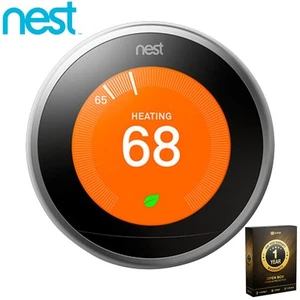 Nest Learning Thermostat (3rd Gen; Stainless Steel) - OPEN BOX + 1 Year Warranty - Picture 1 of 12