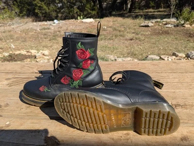 Dr. Martens 1460 Vonda 8 Eye Floral Leather Women's Boots - Black, Size 9 US... - Image 1 of 4