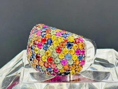 Anillo EFFY Splash Plata de Ley Multicolor Zafiro Pavé Banda 925 Talla 7 Foto 1 de 4