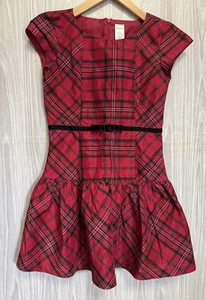 Gymboree Girls Sz 8 Holiday Drop Waist Dress Very Merry Christmas Red Plaid EUC - Picture 1 of 18