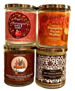 LOT / SET X 4 - 8 OZ MEDIUM JAR CANDLE BATH BODY WORKS SOY WAX NWT VARIETY MIX - Picture 1 of 2
