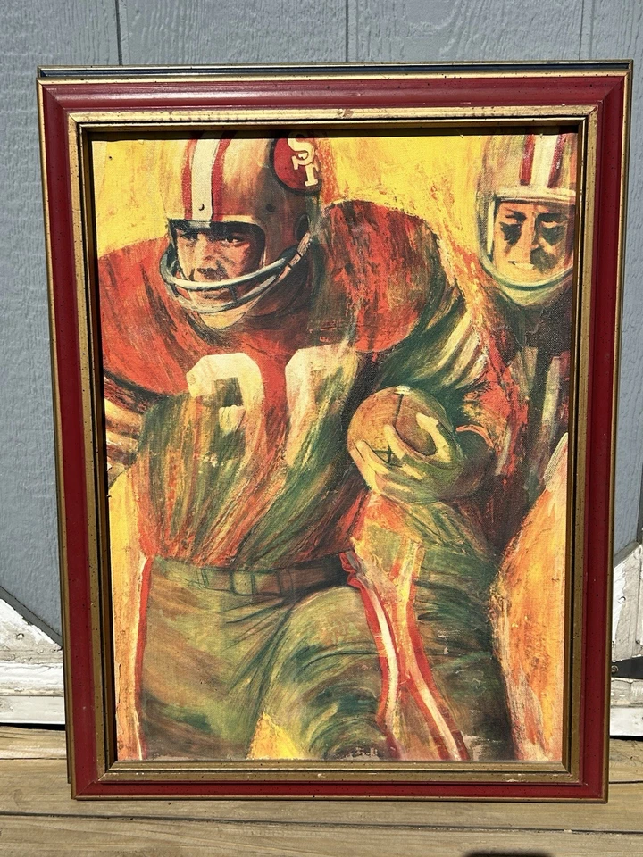 Lienzo pintura al óleo vintage de los 49ers de San Francisco película David de David de Dave Boss de la década de 1960 Foto 1 de 4