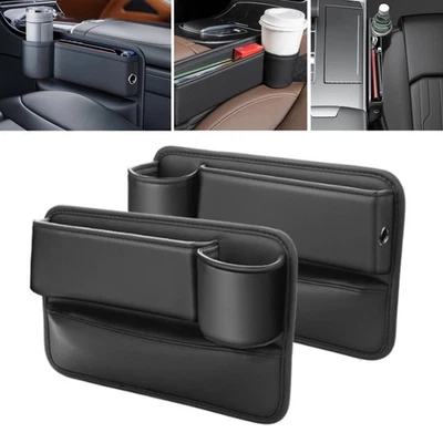 Portavasos organizador de llenado de huecos de asiento de coche de 2 piezas para SUV camión caja de almacenamiento de asiento de coche Foto 1 de 4