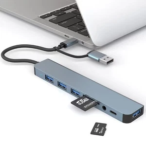 8 In 1 Multiport USB-C Hub Type C To USB 3.0 Ultra-Slim USB C Docking - Afbeelding 1 van 5