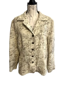 Vtg J.Jill Women’s Jacket Size XL Beige Floral Botanical Toile Tapestry Pockets - Picture 1 of 10
