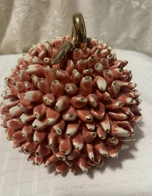 Gorgeous L'Objet Coral Gold Decorative Trinket Bowl With Lid Handmade Portugal - Image 1 of 4