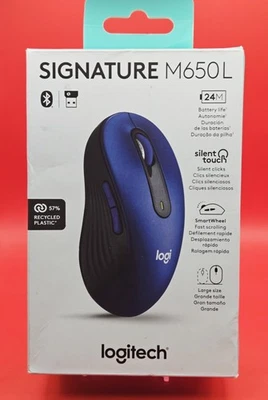 Logitech Signature M650L Wireless Mouse (Blue) Bluetooth, USB - For Large Hands - Image 1 of 4