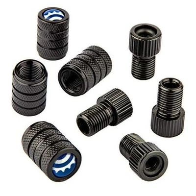 Adaptador de válvula Presta - Convertir Presta a Schrader - Francés/Reino Unido Negro Tapas redondas Foto 1 de 4