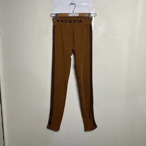 Nagnata Brown Ribbed Merino Wool Blend Leggings XS/S Australia Designer - Picture 1 of 16