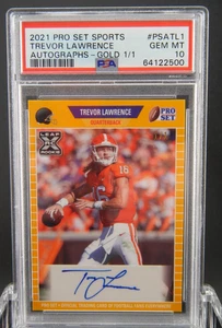 2021 TREVOR LAWRENCE ROOKIE LEAF PRO SET SPORTS AUTO GOLD 1/1 PSA GEM MINT 10! - Picture 1 of 8