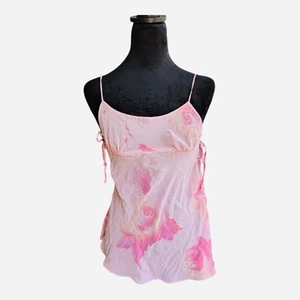 VTG Y2K Deadstock VICTORIA SECRET SILK CAMISOLE SHEER FLORAL IN PINK SZ XS - Picture 1 of 5