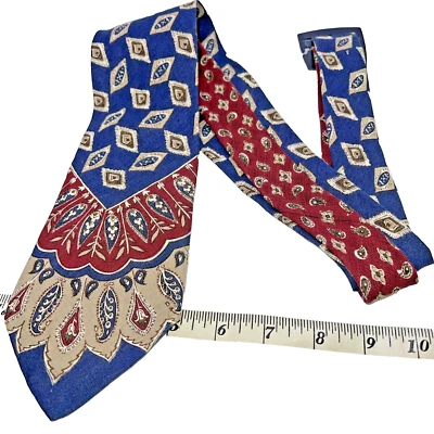 Tommy Hilfiger Corbata Lino Azul Marino Borgoña Para Hombre Corbata Geométrica Paisley EE. UU. Foto 1 de 4