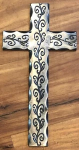 CROCE Acciaio Metallo Gesù Cristiano Decorazione Parete NEW12X6 Nero Scorrevole Bellissimo - Foto 1 di 1