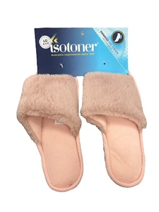 Pink Isotoner Slide with faux fur Size Large 8.5-9 - Picture 1 of 1