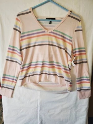 Nueva con etiquetas Camisa con Capucha Derek Heart Multicolor Rayas Manga Larga para Mujer Foto 1 de 4