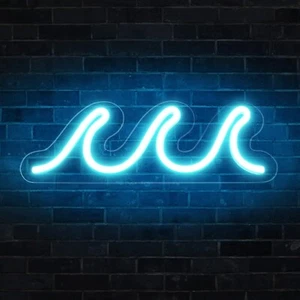Wave Neon Signs Bedroom Wall Decor Ice Blue Dimmable Led Light Art Room Decor - Picture 1 of 6