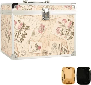 Portable Makeup Box, Vanity Case with Mirror, Cosmetic Storage Box with Trays, M - Picture 1 of 12