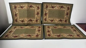 4er Set Gewebte Blumen Gobelin Jacquard Rechteckig Tischsets, Grün, Gold, Beige - Bild 1 von 22