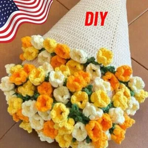 Häkelblume Rosenstrauß Decke Handarbeit Blumendecke DIY Material Paket - Bild 1 von 18