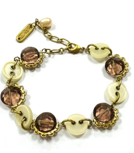 East signed bracelet crystal glass and plastic buttons regulated length - Picture 1 of 7