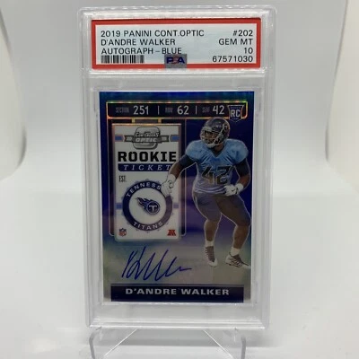 2019 Panini Contenders Optic D’Andre Walker Rookie Ticket Auto Blue /75 PSA 10 - Image 1 of 2