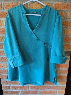 Туника Tianello Diva топ с V-образным вырезом асимметричные пуговицы большой размер - Изображение 1 из 4