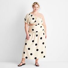 Women's Polka Dot One Shoulder Cut-Out Midi Dress - Future Collective with