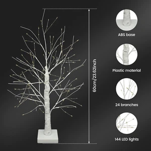 LED Birch Tree Light 144 LED Artificial Tree Lamp with Timer 24inch Denaz - Picture 1 of 11