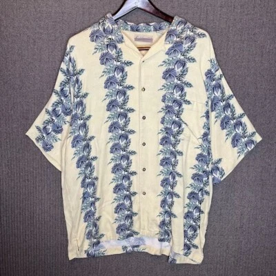 Camisa Fieldmaster Para Hombre XL Beige Abotonada Vintage Hawaiana Floral Manga Corta Foto 1 de 4