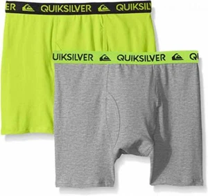 Quiksilver Boys Lime & Gray 2pk Solid Boxer Briefs Size 4/5 6/7 $18 - Picture 1 of 1