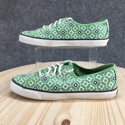 Sperry Top-Sider 鞋女式 10M Seacoast Geo 瓷砖印花运动鞋绿色系带 — 第 1/4 张图片
