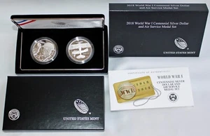 2018 World War I Centennial Silver Dollar Air Service Coin Medal Box and COA - Picture 1 of 6