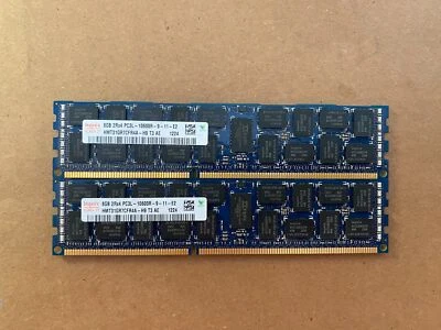 2X HYNIX 8GB 2RX4 PC3L-10600R-9-11-E2 REG HMT31GR7CFR4A-H9 SERVER RAM W7-1(11) - Image 1 of 4