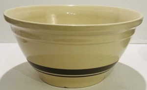 Vintage McCoy Pottery Cream/Brown Stripe Oven Ware Mixing Bowl - Picture 1 of 5