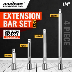 HORUSDY 4Pc Socket Extension Bar Set 1/4" Drive Long Ball 50mm 75mm 100mm 150mm - Picture 1 of 7