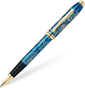 Cross Special Edition Year of the Rat Fine Nib Fountain Pen Blue 23K Gold - Picture 1 of 13