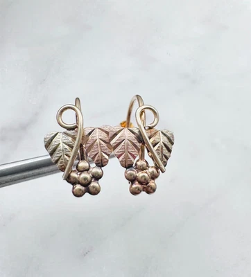 Estate Solid 10K Multi-Tone Gold Black Hills Small Leverback Earrings, .53" - Image 1 of 4