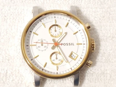 Fossil Boyfriend Chronograph Date Women's Quartz Watch Gold Silver Tone S Steel - Image 1 of 4