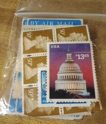 VTG AIR MAIL USA Canada Package Postage Stamp BULK UNUSED Sticker Gum $13.65 NEW - Image 1 of 4