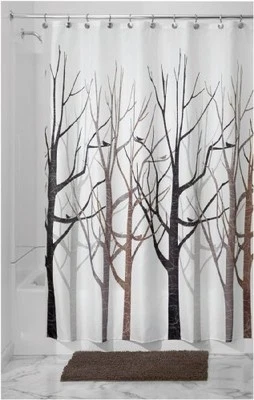 Fabric Forest Shower Curtain for 72"W x 72"L (Pack of 1) Gray and Black - Image 1 of 3