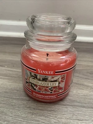 Yankee Candle Stargazer Lily 14.5 oz Jar Black Band White Label HTF RARE - Image 1 of 4