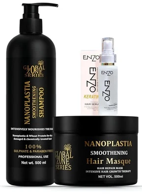 Global Zone Series Premium Nanoplastia Cuidado del Cabello Set, Champú Suavizante Foto 1 de 4