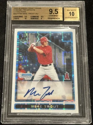 2009 Bowman Chrome XFractor Mike Trout RC Rookie # 63/225 BGS 9.5 w/ 10 AUTO - Image 1 of 2