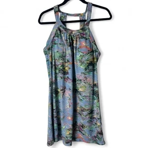 prAna - Para Mujer Vestido Atlético Cantine Azul Elegante Estampado Sujetador Incorporado - Talla L - Imagen 1 de 7