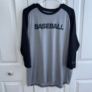 Camiseta deportiva Under Armour Bullpen de béisbol manga 3/4 negra gris para hombre talla XL - Imagen 1 de 6