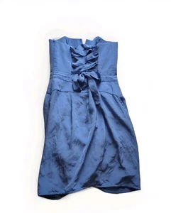 Zimmermann blue strapless silk cocktail dress corset back size - Picture 1 of 8