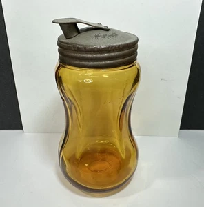 Agitador de azúcar de vidrio ámbar de colección con tapa de boquilla de metal dispensador comedor café - Imagen 1 de 9