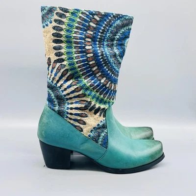 L'Artiste Spring Step Boots Womens 7.5 Blue Leather Peru Western Mid Calf Boho - Image 1 of 4